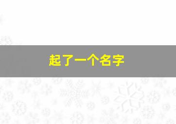 起了一个名字