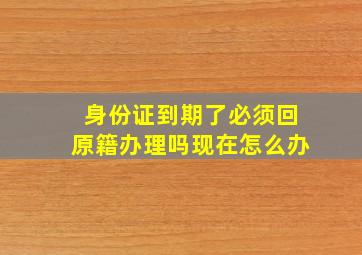 身份证到期了必须回原籍办理吗现在怎么办