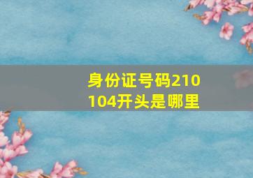 身份证号码210104开头是哪里