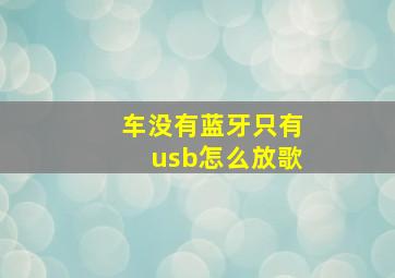 车没有蓝牙只有usb怎么放歌