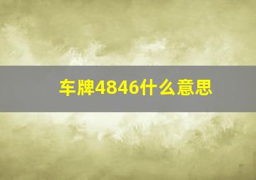 车牌4846什么意思