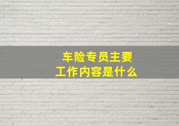 车险专员主要工作内容是什么