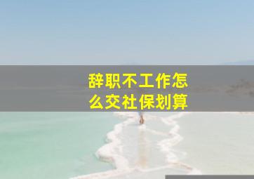 辞职不工作怎么交社保划算