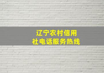 辽宁农村信用社电话服务热线