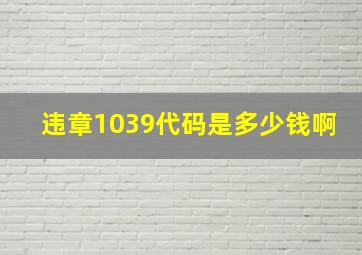 违章1039代码是多少钱啊