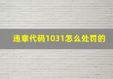 违章代码1031怎么处罚的