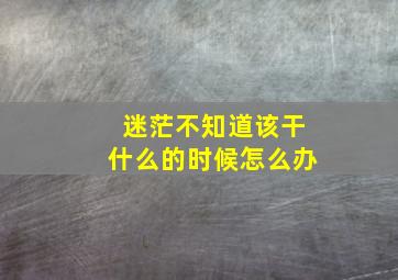 迷茫不知道该干什么的时候怎么办