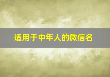 适用于中年人的微信名