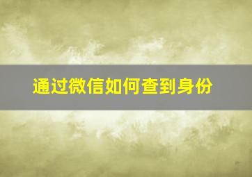 通过微信如何查到身份