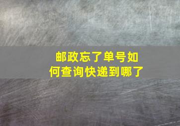 邮政忘了单号如何查询快递到哪了