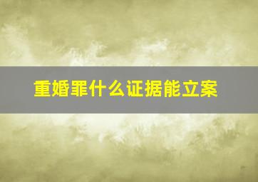 重婚罪什么证据能立案