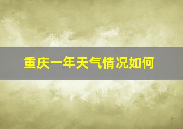 重庆一年天气情况如何