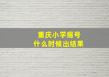 重庆小学摇号什么时候出结果