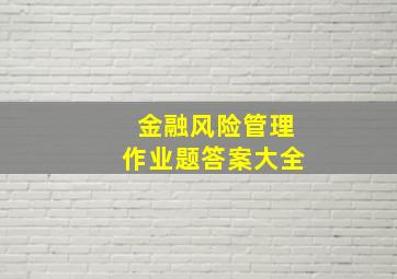 金融风险管理作业题答案大全