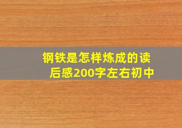 钢铁是怎样炼成的读后感200字左右初中