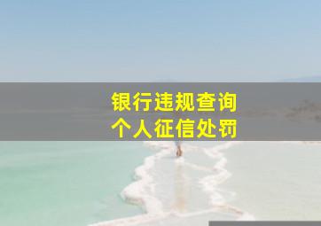 银行违规查询个人征信处罚