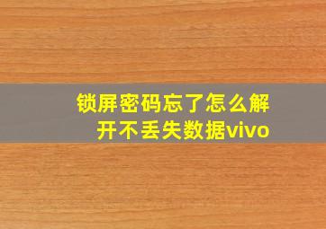 锁屏密码忘了怎么解开不丢失数据vivo