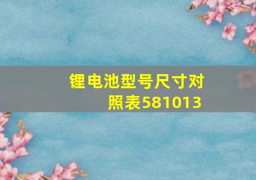 锂电池型号尺寸对照表581013