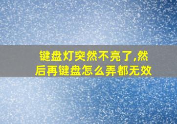 键盘灯突然不亮了,然后再键盘怎么弄都无效