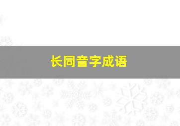 长同音字成语