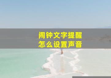 闹钟文字提醒怎么设置声音