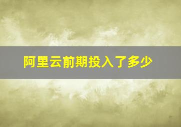 阿里云前期投入了多少