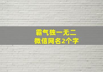 霸气独一无二微信网名2个字