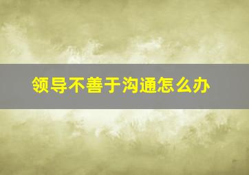 领导不善于沟通怎么办