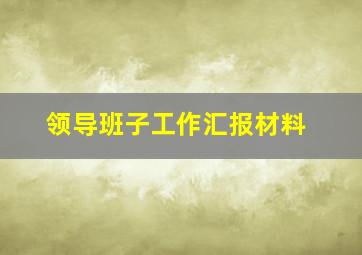 领导班子工作汇报材料