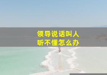 领导说话叫人听不懂怎么办