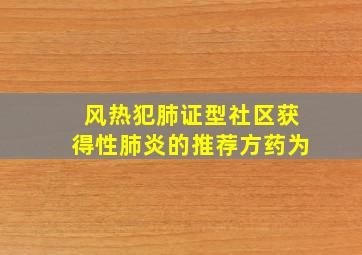 风热犯肺证型社区获得性肺炎的推荐方药为