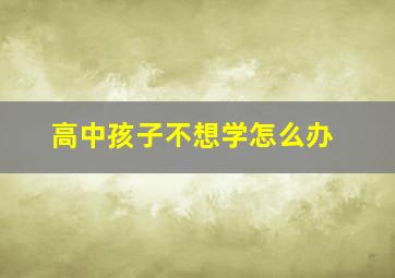 高中孩子不想学怎么办