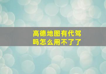 高德地图有代驾吗怎么用不了了