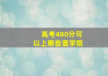 高考480分可以上哪些医学院