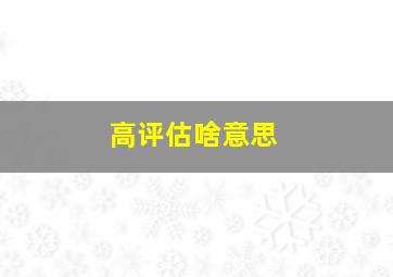 高评估啥意思