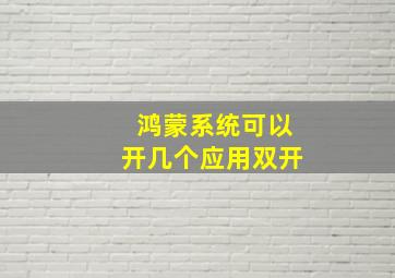 鸿蒙系统可以开几个应用双开