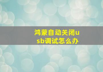 鸿蒙自动关闭usb调试怎么办