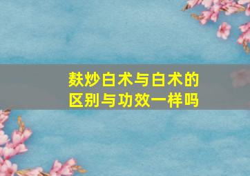 麸炒白术与白术的区别与功效一样吗