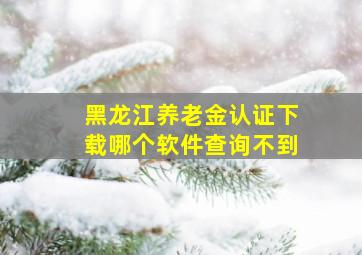 黑龙江养老金认证下载哪个软件查询不到