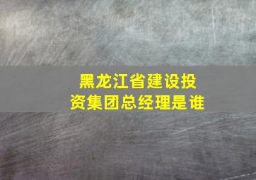 黑龙江省建设投资集团总经理是谁