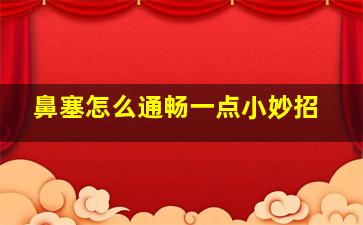 鼻塞怎么通畅一点小妙招